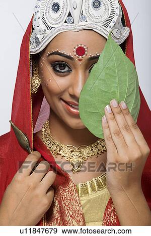 Stock Photo - Portrait of a Bengali bride. Fotosearch