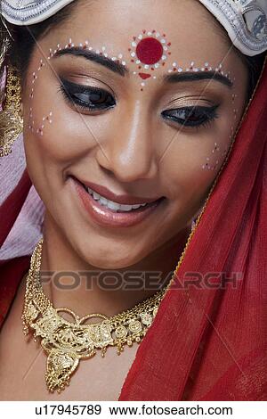 Stock Photo - Portrait of a Bengali bride. Fotosearch