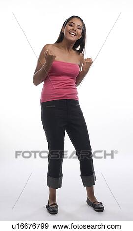 Stock Photo - Woman rejoicing. Fotosearch