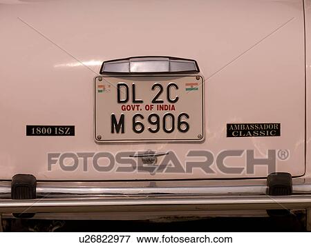 Stock Photo - Back license plate of a car in Delhi India. Fotosearch