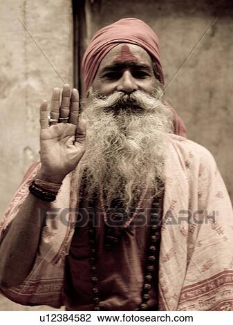 Stock Image - Bearded man in India. Fotosearch