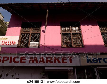 Stock Image - "Building in Jewtown, Cochin, Kerala, India". Fotosearch