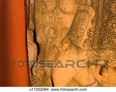 Picture - "Carving on wall in Jewtown, Cochin, Kerala, India". Fotosearch