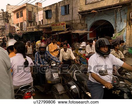 Crowded streets in India View Large Photo Image Stock Photograph - Crowded streets in India . Fotosearch