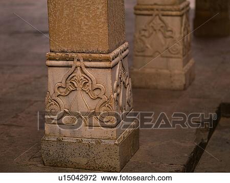 Stock Image - "Decorated column in Abandon City of Fatehpur, Rajasthan India". Fotosearch