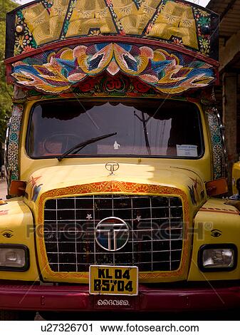 Stock Image - "Decorated trucks in Alleppey, Kerala, India". Fotosearch