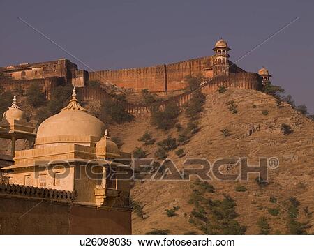 Stock Photography - "Exterior wall of Amber Fort, Jaipur, India". Fotosearch