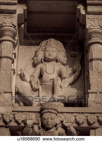 Stock Image - "Figurine carved in wall of Abandon City of Fatehpur, Rajasthan India". Fotosearch