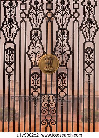 Stock Image - Gate around building in Delhi India. Fotosearch