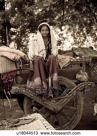 Stock Image - Gypsy woman in India. Fotosearch