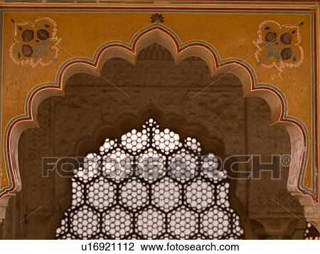 Stock Image - "Interior wall in Amber Fort, Jaipur, India". Fotosearch
