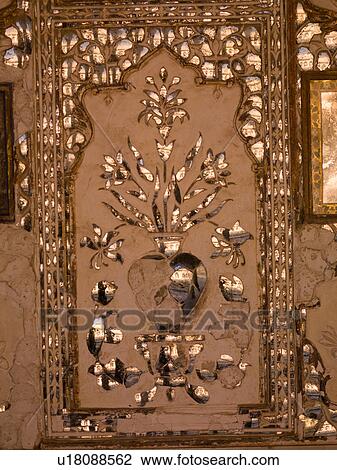 Stock Image - "Interior wall in Amber Fort, Jaipur, India". Fotosearch