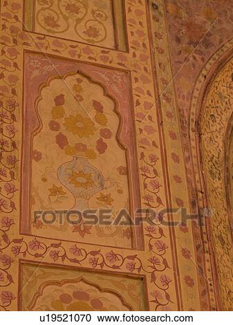 Stock Image - "Interior wall in Amber Fort, Jaipur, India". Fotosearch