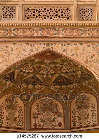 Stock Photo - "Interior wall in Amber Fort, Jaipur, India". Fotosearch
