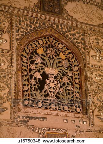 Stock Photo - "Interior wall in Amber Fort, Jaipur, India". Fotosearch