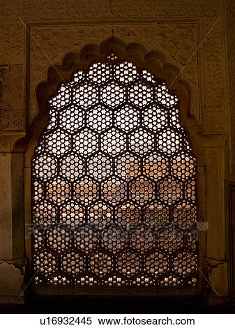 Stock Photography - "Interior wall in Amber Fort, Jaipur, India". Fotosearch