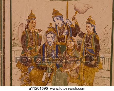 Stock Photography - "Jaipur, India - mural on wall". Fotosearch