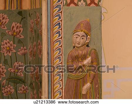 Stock Photograph - "Jaipur, India - paintng on interior wall". Fotosearch