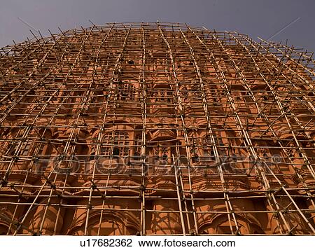 Stock Image - "Jaipur, India - scaffolding on exterior of building". Fotosearch