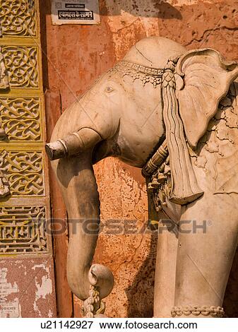 "Jaipur, India - statue of an elephant" View Large Photo Image Stock Photo - "Jaipur, India - statue of an elephant". Fotosearch