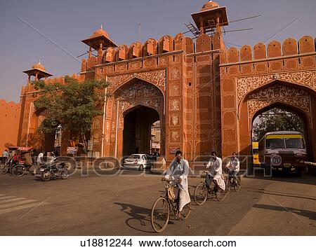 Men on bicycles on street in India View Large Photo Image Picture - Men on bicycles on street in India. Fotosearch