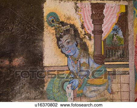 Stock Image - Mural on wall in Mumbai. Fotosearch