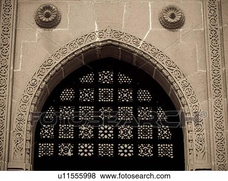 Stock Photo - Ornate design on exterior of building in Mumbai India. Fotosearch