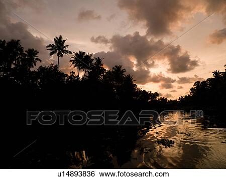 "Sunset Backwater, Kerala, South India" View Large Photo Image Stock Photograph - "Sunset Backwater, Kerala, South India". Fotosearch