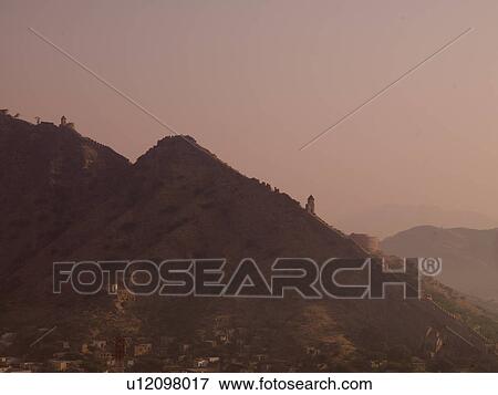 Stock Photo - "Surrounding landscape of Amber Fort, Jaipur, India". Fotosearch