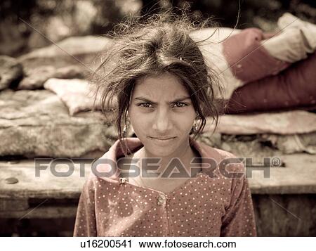 Stock Image - Young gypsy girl in India . Fotosearch