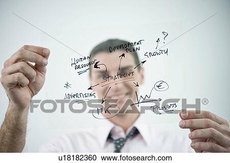 Businessman holding flow chart transparency View Large Photo Image Stock Image - Businessman holding flow chart transparency. Fotosearch