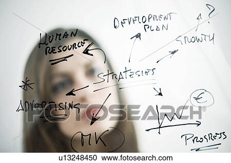 Businesswoman holding flow chart transparency View Large Photo Image Stock Image - Businesswoman holding flow chart transparency. Fotosearch