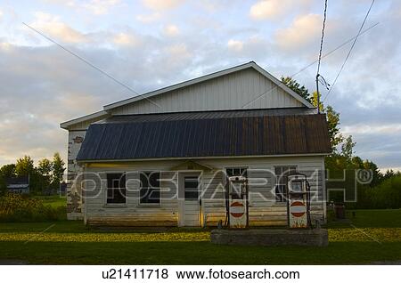 Stock Photo - Abandoned old gas station, Eastern Townships, Quebec. Fotosearch