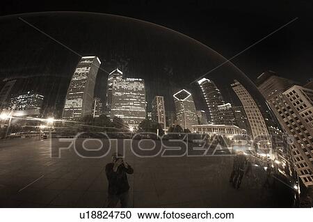 Cloud Gate Sculpture, Millenium Park, Chicago, USA View Large Photo Image Stock Image - Cloud Gate Sculpture, Millenium Park, Chicago, USA. Fotosearch