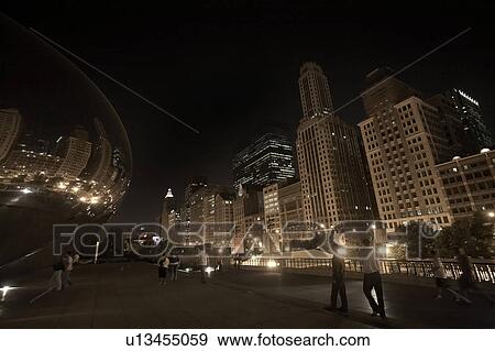 Cloud Gate Sculpture, Millenium Park, Chicago, USA View Large Photo Image Stock Photo - Cloud Gate Sculpture, Millenium Park, Chicago, USA. Fotosearch