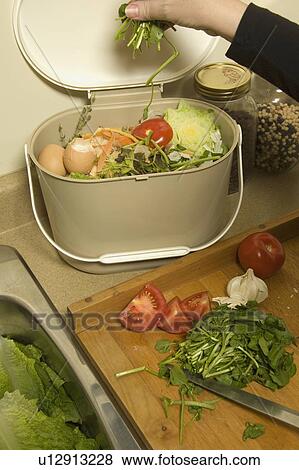 Organic Recycling, kitchen compost pail View Large Photo Image Stock Photo - Organic Recycling, kitchen compost pail. Fotosearch