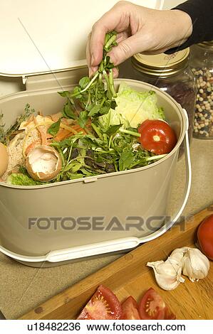 Organic Recycling, kitchen compost pail View Large Photo Image Stock Photograph - Organic Recycling, kitchen compost pail. Fotosearch