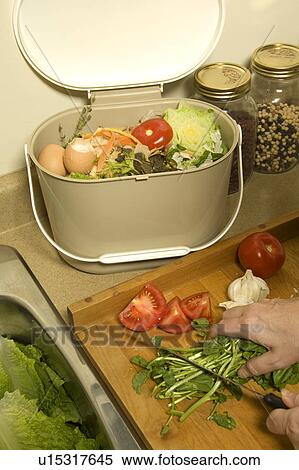 Organic Recycling, kitchen compost pail View Large Photo Image Stock Photography - Organic Recycling, kitchen compost pail. Fotosearch