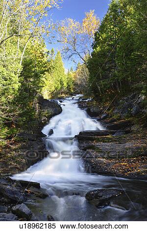 Stock Photography - View of Sutherland Falls, Bas-Saint-Laurent region, Quebec.. Fotosearch