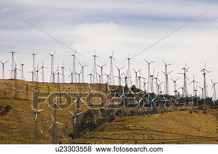 Stock Photo - Wind turbine farm in California Mountains. Fotosearch