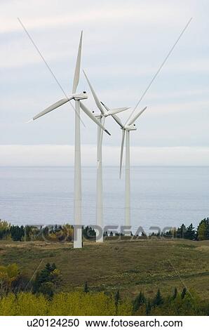 Stock Image - Wind turbines, St. Lawrence River, Cap-Chat, Quebec. Fotosearch