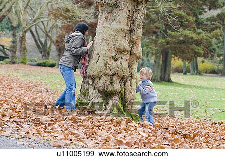 Young woman and young boy at opposite sides of large tree, Vancouver, British Columbia View Large Photo Image Stock Photo - Young woman and young boy at opposite sides of large tree, Vancouver, British Columbia. Fotosearch
