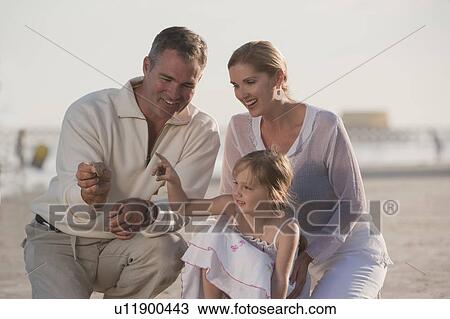 Stock Image - A family at the beach. Fotosearch