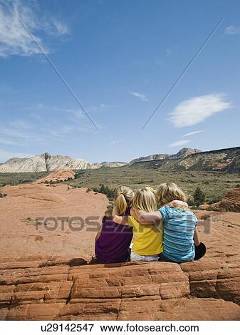 A mother and two kids at Red Rock View Large Photo Image Stock Photo - A mother and two kids at Red Rock. Fotosearch