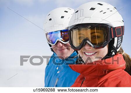 Couple on ski vacation View Large Photo Image Stock Photo - Couple on ski vacation. Fotosearch