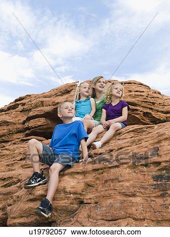 Kids at Red Rock View Large Photo Image Stock Photo - Kids at Red Rock. Fotosearch
