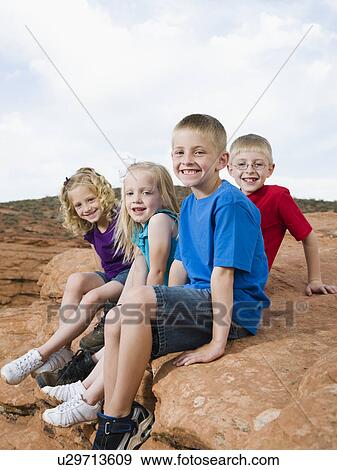 Kids at Red Rock View Large Photo Image Stock Photo - Kids at Red Rock. Fotosearch