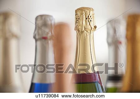 Picture - Six champagne bottles. Fotosearch