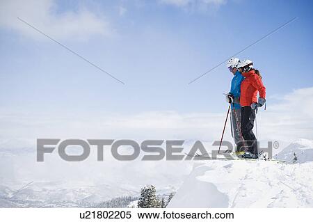 Two downhill skiers View Large Photo Image Stock Photography - Two downhill skiers. Fotosearch