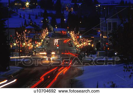 Stock Image - A busy street at Christmas. Fotosearch